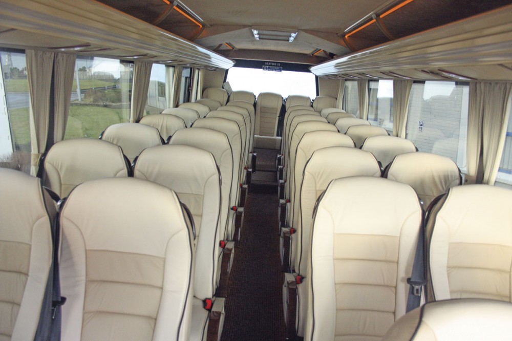 The luxurious interior with 33 Brusa recliners - Cannon Euro Variant Luxor Coach, Ireland