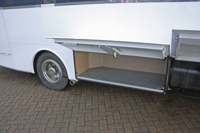 Underfloor luggage lockers are provided on both sides of the vehicle -  Cannon Euro Variant Luxor Coach, Ireland